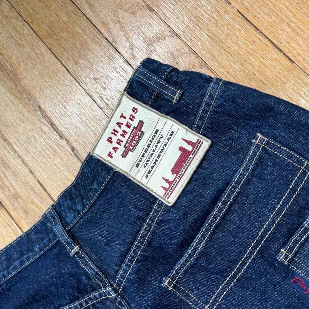 Vintage Y2K Phat Farm Wide Leg Jeans Carpenter Baggy Dark‎ Wash Men's Size 34x34